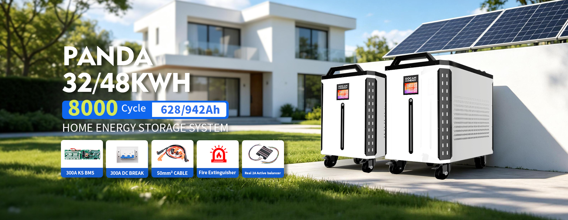 PANDA 32kWh 48kWh lithium battery docan energy panda 51.2v 628ah 942ah battery