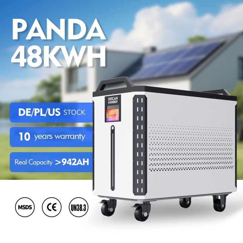 USA stocks PANDA 51.2V 942Ah 48KWh Moveable Battery pack With 300A BMS and 300A DC breaker