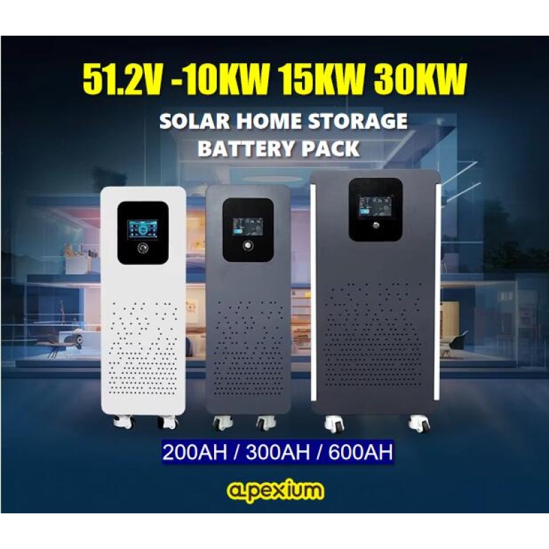 USA stocks 51.2V 300Ah 15KWh moveable Battery pack with 200A BMS and touch screen WIFI/Bluetooth