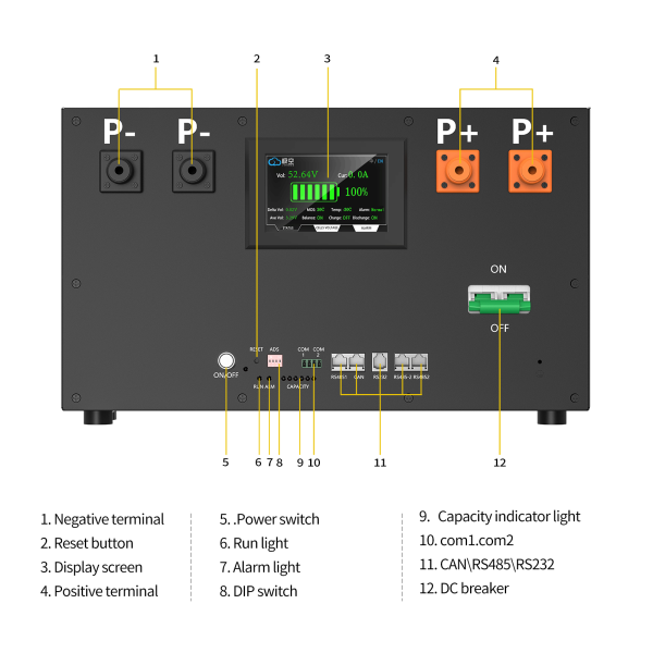 (China stocks) Apexium stackable 48V DIY 280/304 kits with JK PB2A16S20P V19 BMS M8 terminal DC breaker