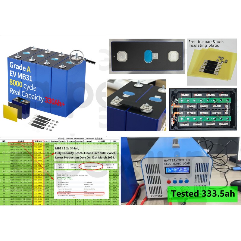 USA stocks EVE MB31 3.2V 314Ah Lifepo4 Battery Grade A HSEV