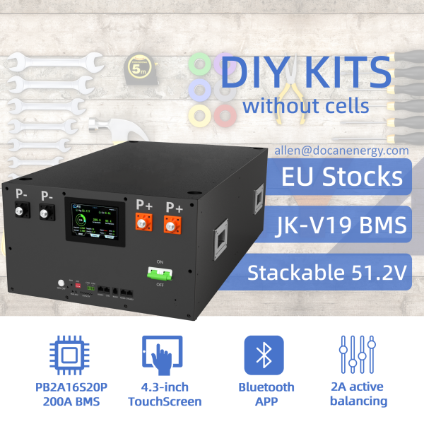 EU stocks Apexium stackable 48V DIY 280 304 314 kits with 200A JK PB2A16S20P V19 BMS DC breaker