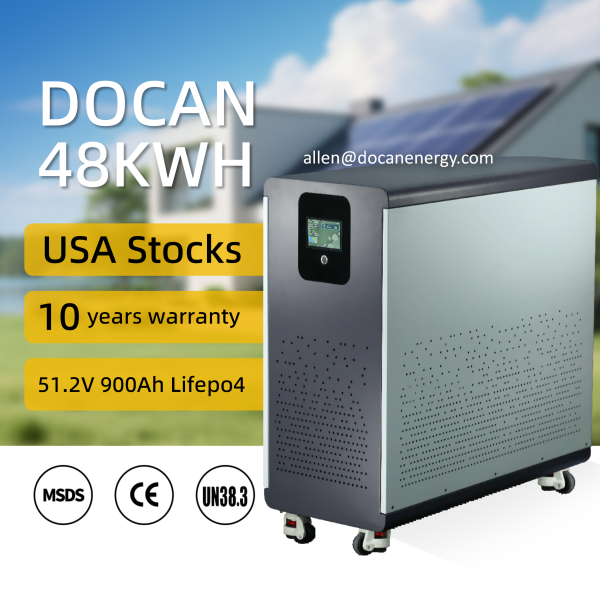 USA stocks 51.2V 900Ah 48KWh moveable Battery pack with 200A BMS and touch screen WIFI/Bluetooth