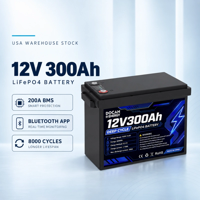 US stocks 12v 300ah lifepo4 battery with 200a smart bms and bluetooth US stocks 12v 300ah lifepo4 battery with 200a smart bms and bluetooth