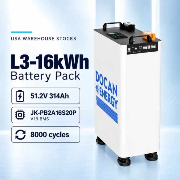 USA stocks Apexium L3 51.2V 314Ah 16KWh moveable Battery pack with JK PB2A16S20P V19 BMS