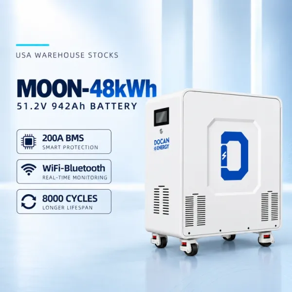 USA stocks Docan Energy MOON 48kWh 51.2V 942Ah moveable Battery pack with 200A BMS and touch screen WIFI/Bluetooth