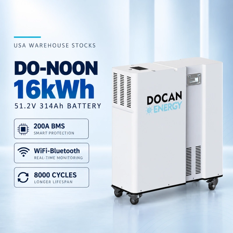USA stocks DO-NOON 51.2V 314Ah 16KWh moveable Battery pack with WIFI