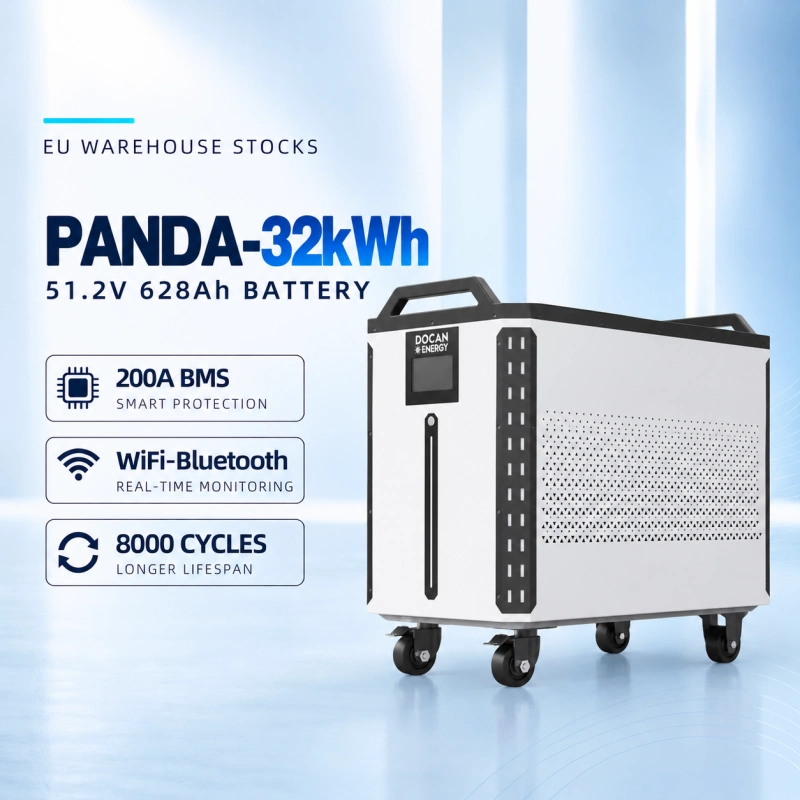 EU stocks PANDA 51.2V 628Ah 32KWh Moveable Battery pack with M8 terminals