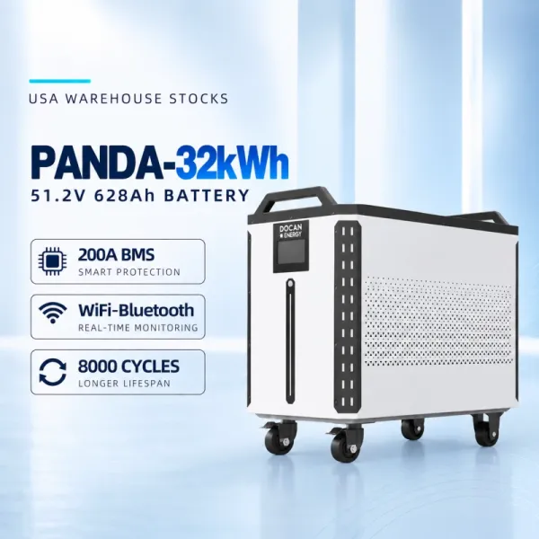USA stocks PANDA 51.2V 628Ah 32KWh Moveable Battery pack with M8 terminals