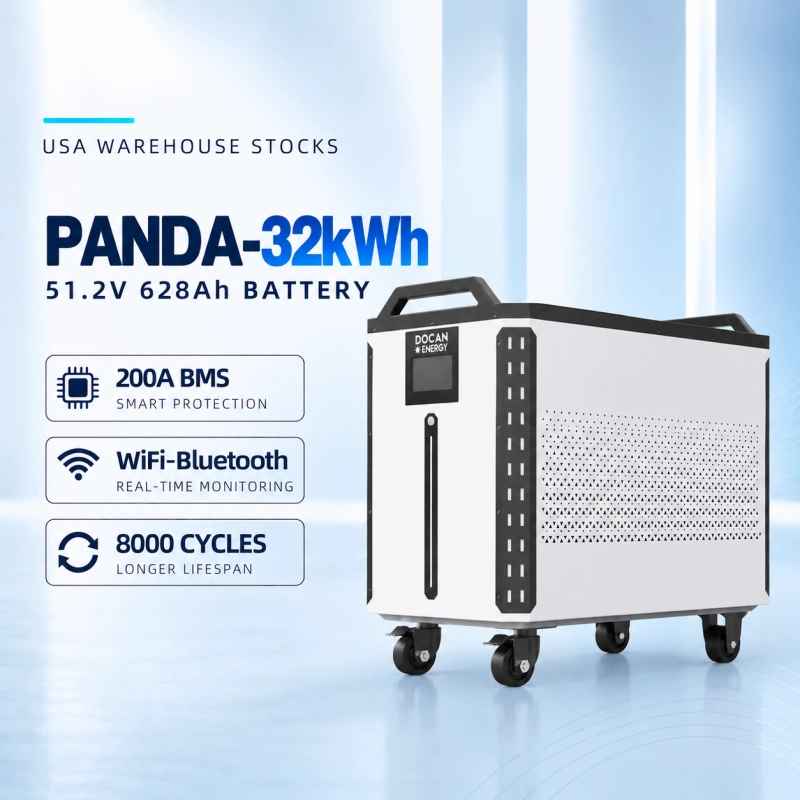 USA stocks PANDA 51.2V 628Ah 32KWh Moveable Battery pack with M8 terminals