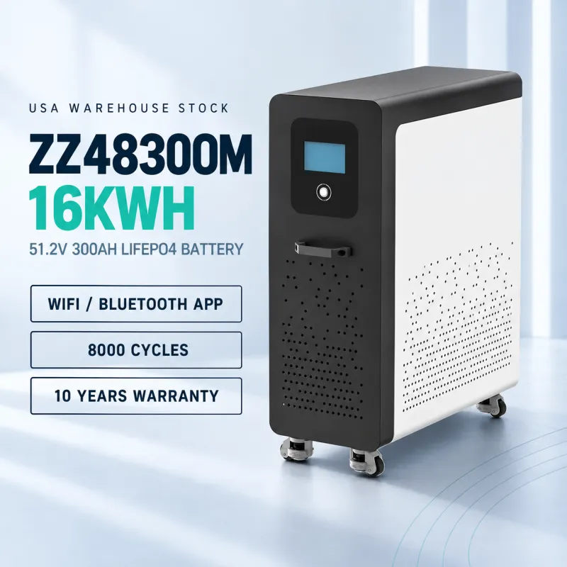USA stocks 51.2V 300Ah 16KWh moveable Battery pack with 200A BMS and touch screen WIFI/Bluetooth