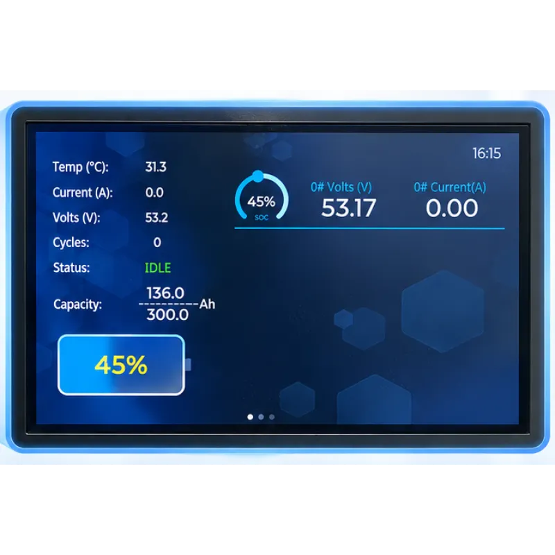 USA stocks 51.2V 300Ah 16KWh moveable Battery pack with 200A BMS and touch screen WIFI/Bluetooth