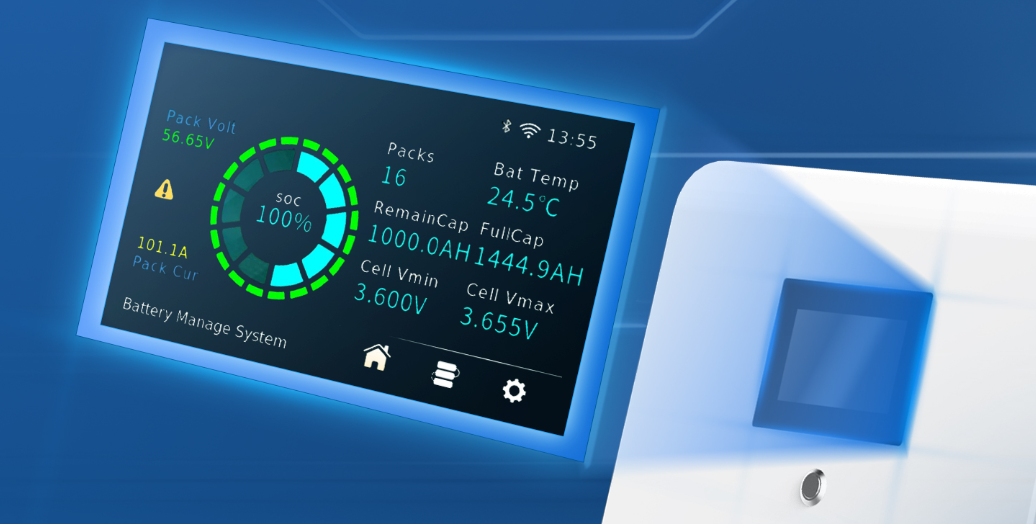 moon 48kwh battery touchscreen monitoring interface