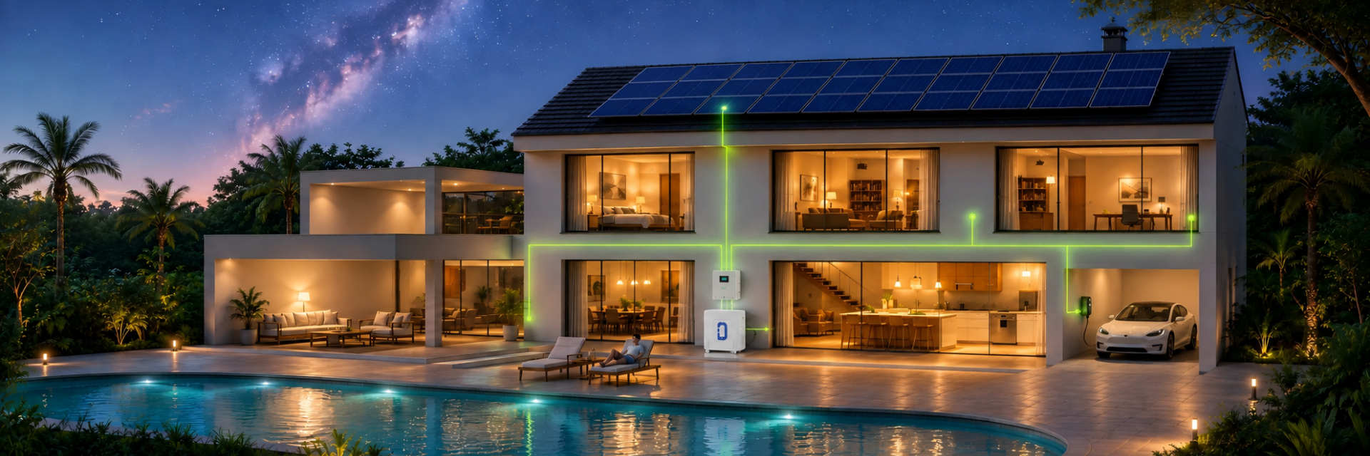 MOON 48kWh LiFePO4 battery powering a solar home