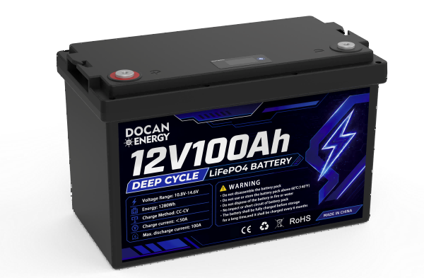 DOCAN 12V 100Ah LiFePO4 battery