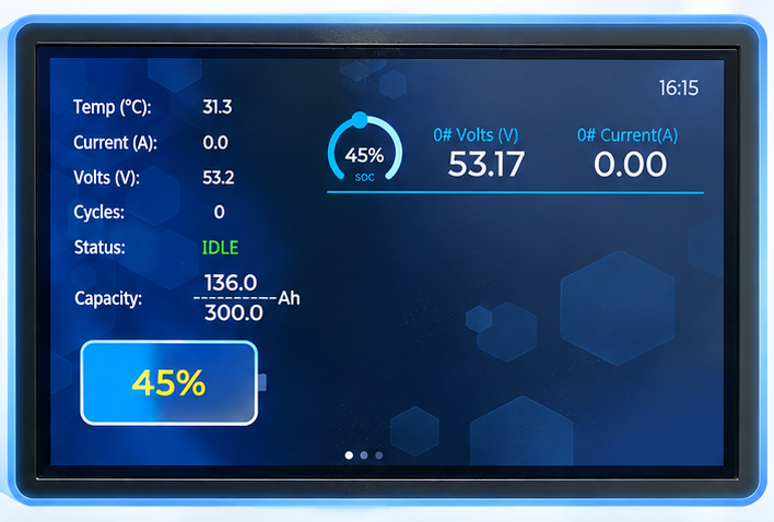 ZZ48300M touchscreen battery status display